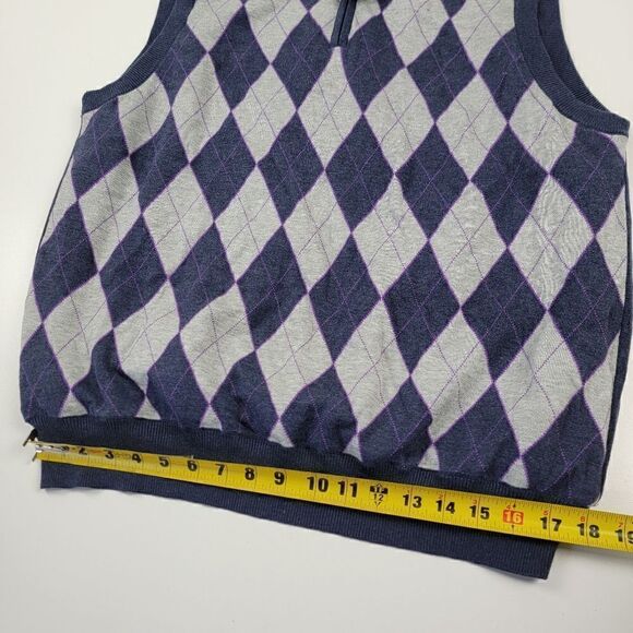 Greg Norman Argyle Quarter Zip Vest NWT Supima Cotton Blend Granpa Grunge - Picture 8 of 9